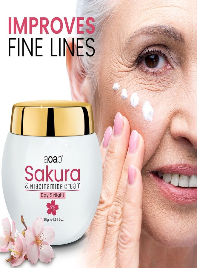 AOAO Sakura & Niacinamide Face Moisturizer with Collagen & Niacinamide, Vitamin C Face Cream for Skin Brightening, Improves Dullness, Deep Nourishment, Barrier Repair, Moisture Locking, 130g/4.586oz - Image 5